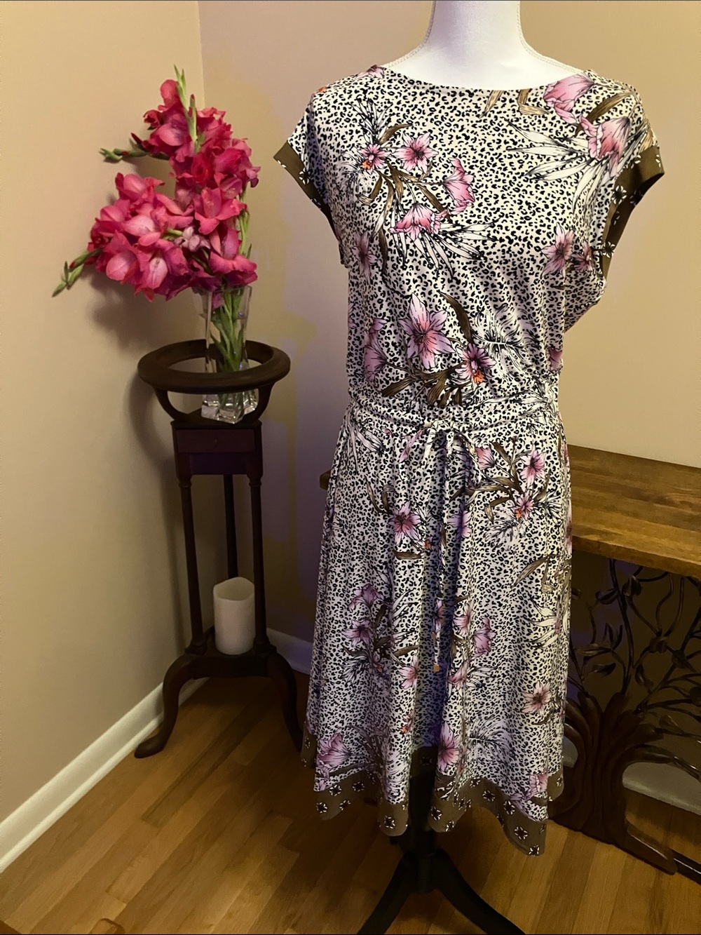 Floral and animal print dress